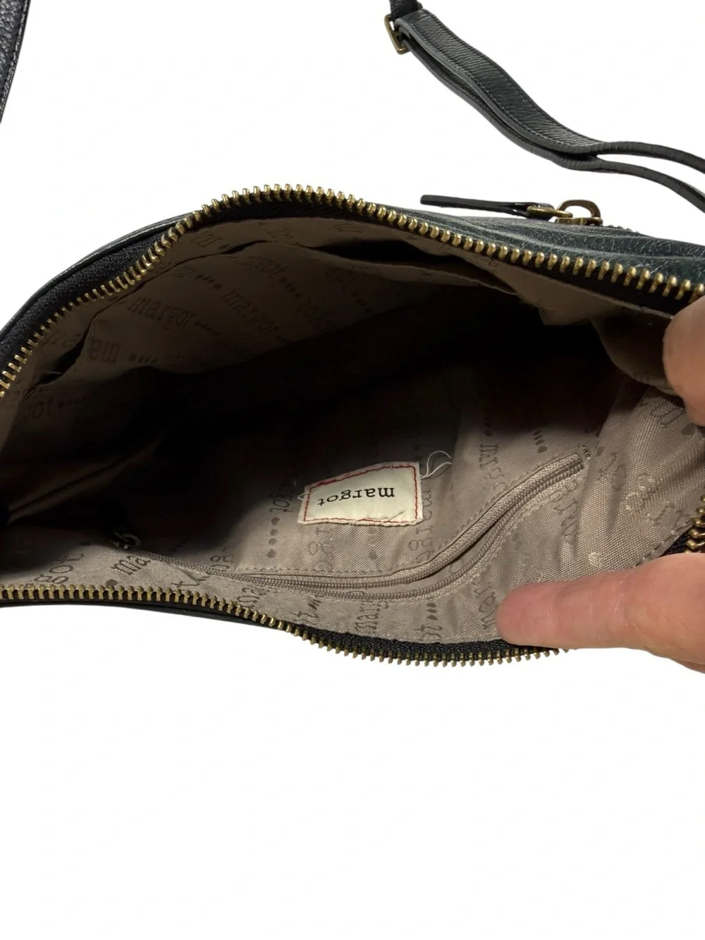 Margot Black Leather Crossbody Bag